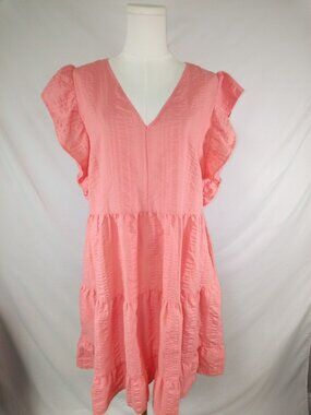 Time and Tru Women's Coral Pink Midi Dress Sz. L